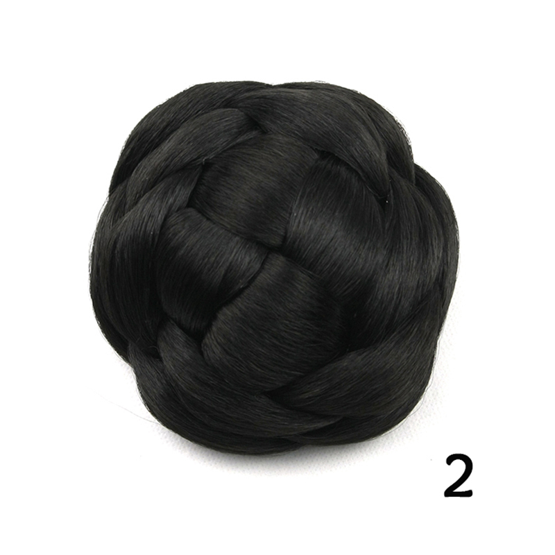Wholesale-6 Colors Women Braid Buns Hairpieces Brown/ Blond/Black Hair Chignon Donut Roller Bun Perucas