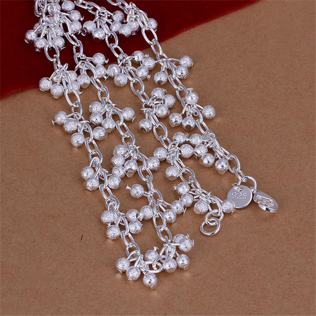 Hot sale Hanging Sand Pearl Grape Necklace sterling silver plate necklace STSN198,wholesale fashion 925 silver Chains necklace factory
