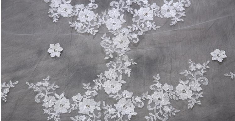 Bridal Veils Long Veils Soft Three Meters Long Veil with Lace Cathedral Veils White Ivory Veils HT93