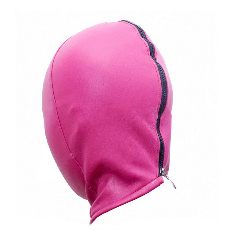 Hot SM fun fuchsia soft PU leather mask full face mask penalty set bondage toys hood couple flirting adult products
