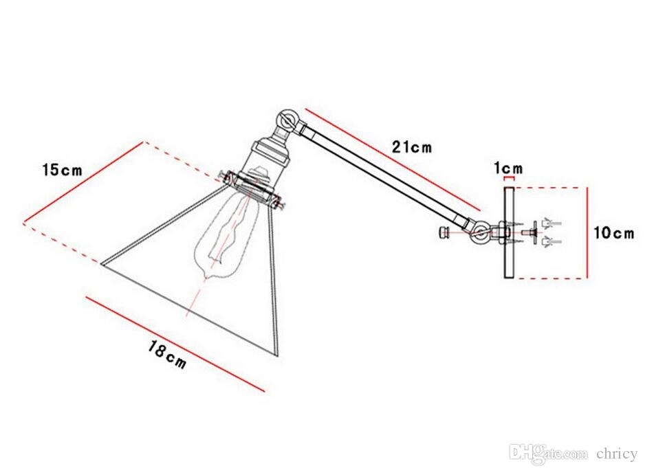 Loft Swing Arm Wall Sconces Retro LED Wall Light Warehouse Ambient Lighting Glass Lampshade Industrial Style E 27 Edsion Wall Lamp AC85-265V