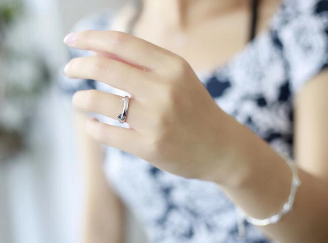 Silver Plated Cat Ear Ring Design Cute Fashion Jewelry Cat Ring For Women Young Girl Child Gifts Adjustable Anel HJIA856