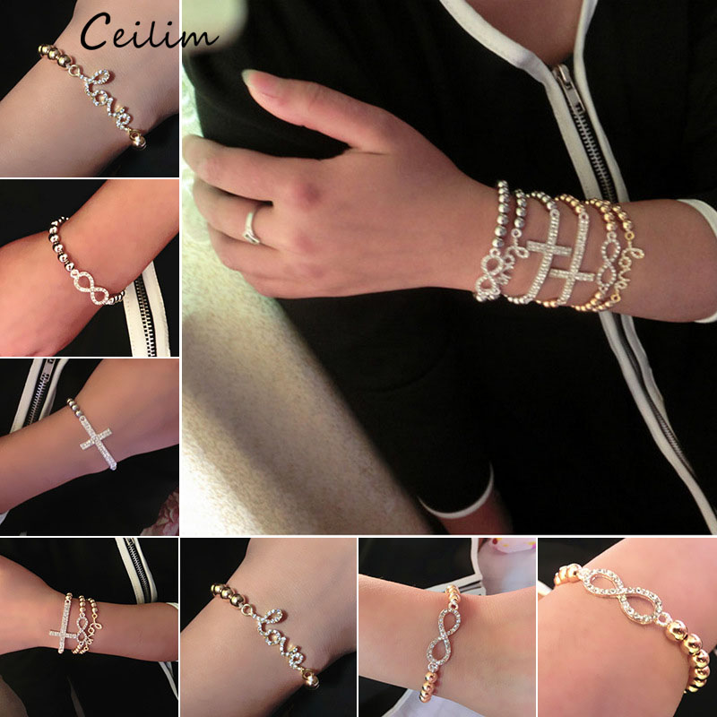 Cheap jewelry gold & silver 6mm beads cross & bracelets for women cute full crystal infinity charms adjustable barcelet wholesaler
Cheap jewelry gold & silver 6mm beads cross & bracelets for women cute full crystal infinity charms adjustable barcelet wholesaler