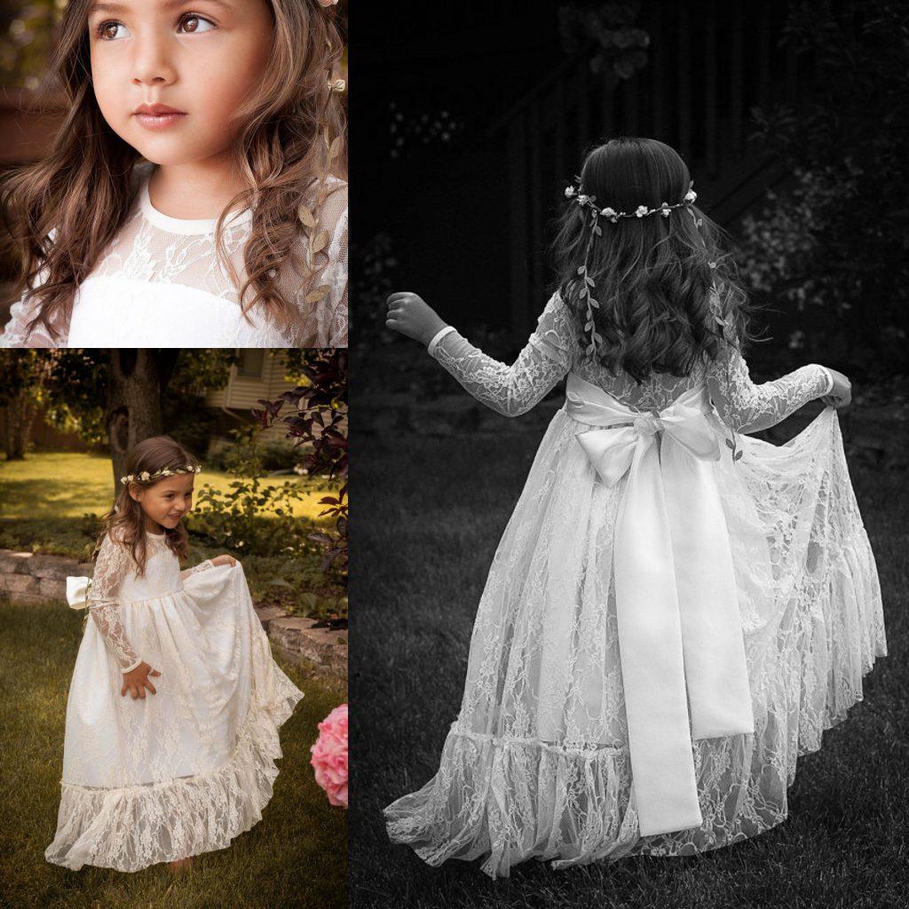 Boho Chic Long Sleeve Flower Girls' Dresses For little Baby Girls Cheap Lace Sheer Crew Neck Backless Bow Knot Long Bridal Party Gowns, Silver
Boho Chic Long Sleeve Flower Girls' Dresses For little Baby Girls Cheap Lace Sheer Crew Neck Backless Bow Knot Long Bridal Party Gowns, Silver