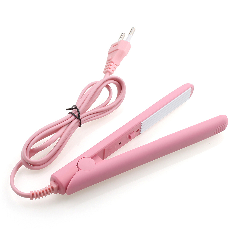 Mini Iron Pink Ceramic Straightening Corrugate Curling Styling Tools Hair Curler With