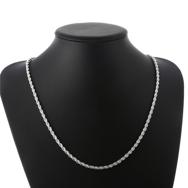 New arrival Flash twisted rope necklace 925 sterling silver plate necklace N067B