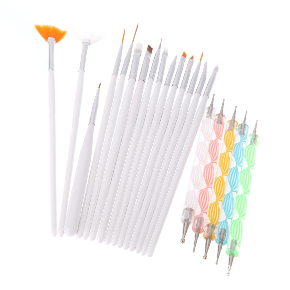 20Pcs Beauty Nail Art Design Set Dotting Painting Drawing Polish Brush Nail Art Design Gel Painting Drawing Dotting Pen Polish Brush Set
