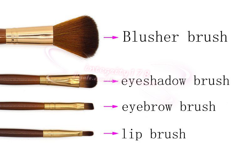 4Pcs set Cosmetic Makeup Brushes Set Eyeshadow brush/eyebrow brush/lip brush/blusher brush 12.7CM with OPP retail packing