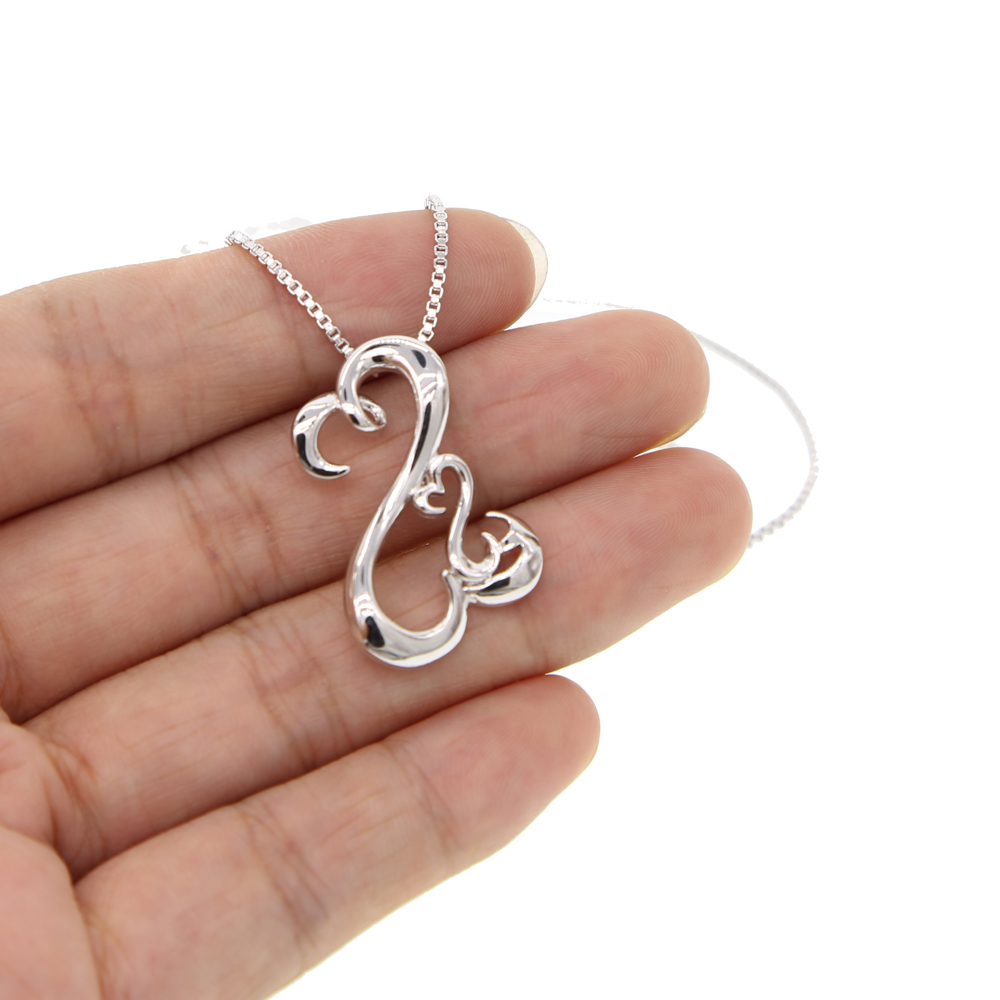 silver plated high polish factory wholesale cheap 25mm 41+5cm box chain fashion jewelry Open Heart Jane Seymour Necklace