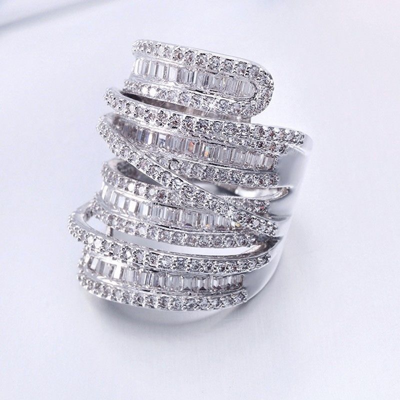 Full Princess Cut Luxury Jewelry 925 Sterling Siver 925 Sterling Silver White Sapphire Simulated Diamond Gemstones Wedding Women Ring Sz5-11