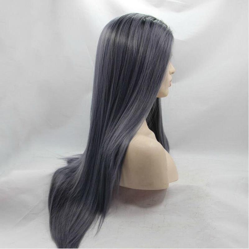 new Fashion synthetic Ombre dark boot grey wigs style synthetic lace front wigs womens frontal Lace wigs