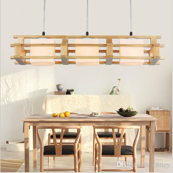 Modern OAK led pendant light wooden glass chandeliers lighting fixture 1/3 heads home lighting for living room decoration