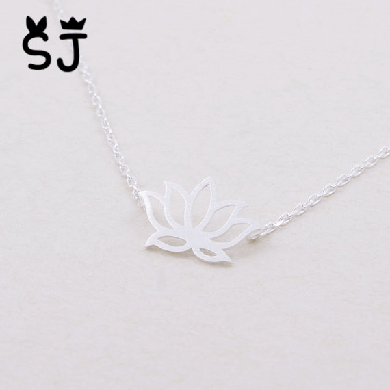 30PCS- N007 Gold Silver Tiny Lotus Necklace Lotus Flower Necklace Petal Bloom Blossom Necklaces Plant Jewelry for lady women