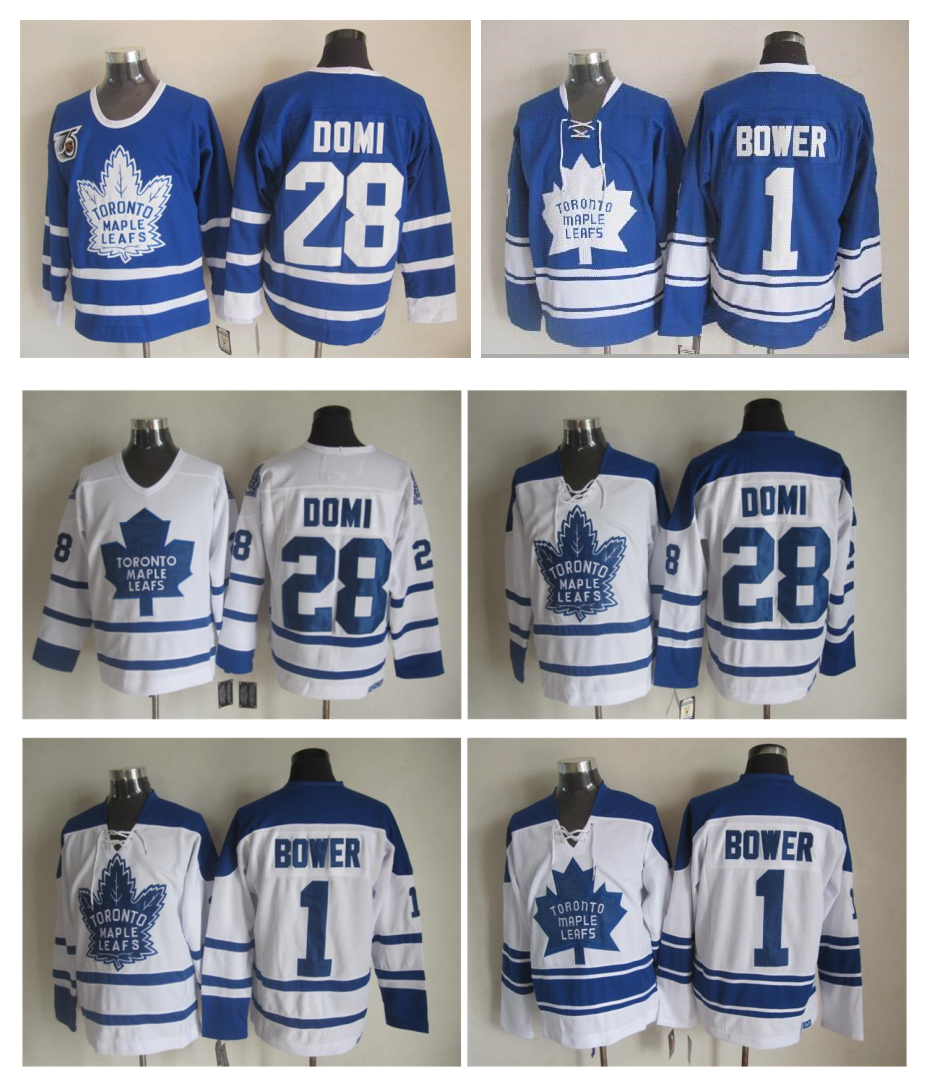 Retro Toronto Maple Leafs Hockey Jersey 28 Tie Domi 1 Johnny Bower Jersey Vintage CCM Authentic Stitched Jerseys, White
Retro Toronto Maple Leafs Hockey Jersey 28 Tie Domi 1 Johnny Bower Jersey Vintage CCM Authentic Stitched Jerseys, White