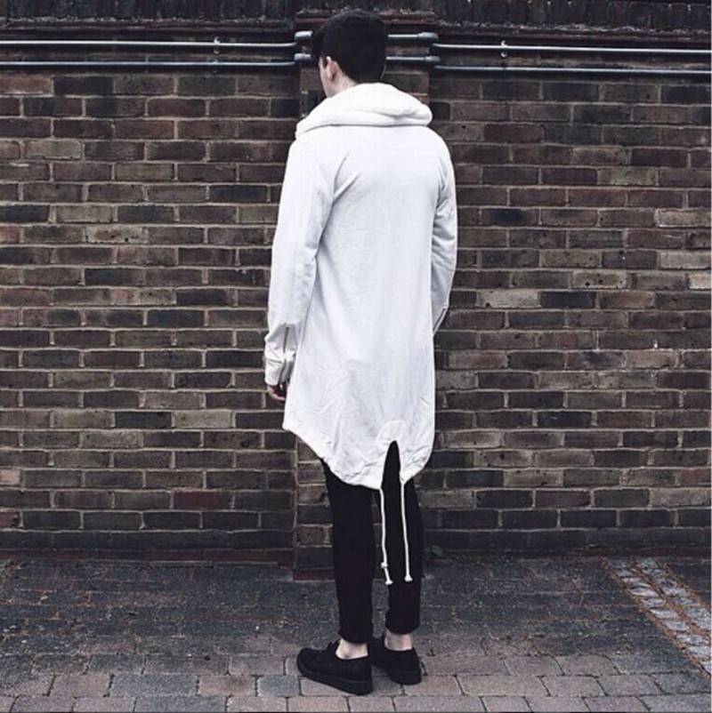 2016 Dark Hooded long sleeve cardigan sweater cloak sling irregular curved jacket men