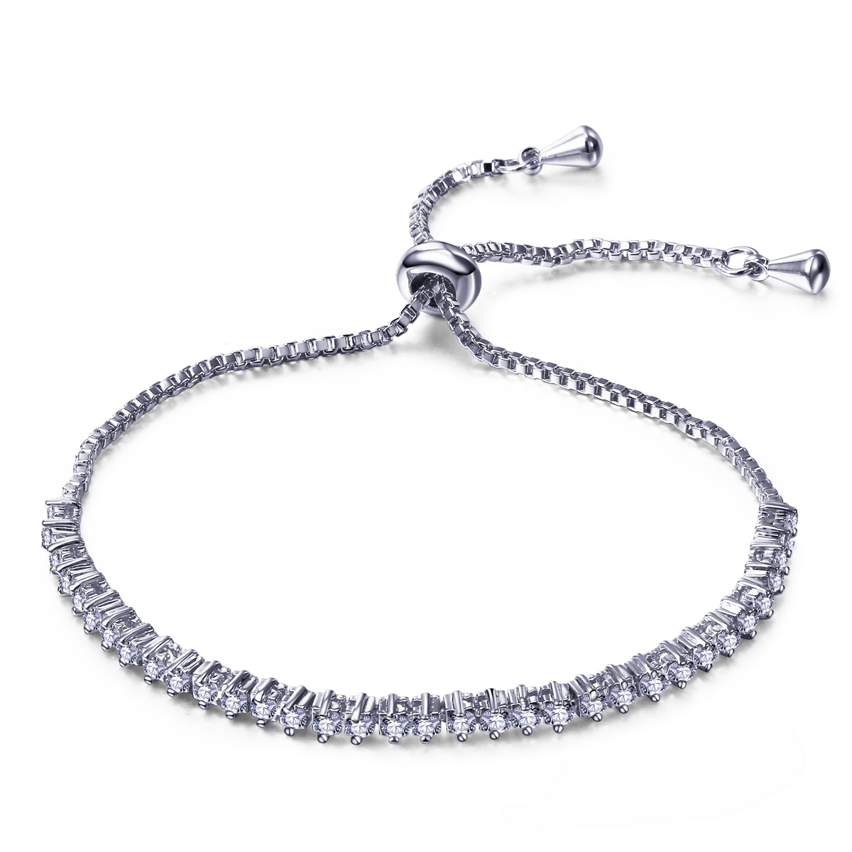 Adjustable Length size Bracelet 18K Gold/Platinum plate with Cubic Zirconia Free size Bangle & Bracelet