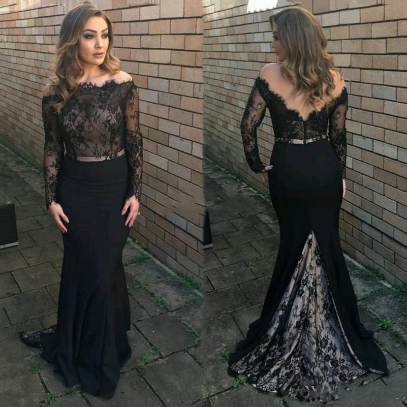 Black Mermaid Evening Dresses Long Sleeves Lace Backless Prom Dress Off Shoulder Dubai Arabic Formal Party Gowns Mother Dress, Nude
Black Mermaid Evening Dresses Long Sleeves Lace Backless Prom Dress Off Shoulder Dubai Arabic Formal Party Gowns Mother Dress, Nude
