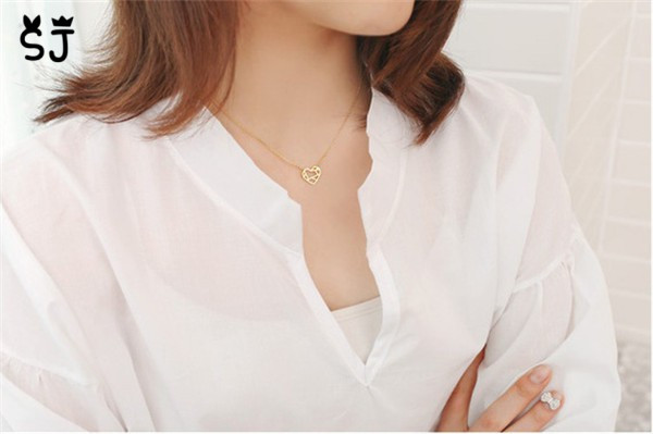 30PCS Tiny Line Open Heart Necklace Cute Heart with Map Necklace Hollow Out Heart Love Peace Symbol Sign Necklaces for Women