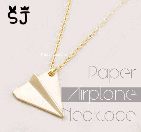 30PCS Gold Silver Origami Plane Necklace Paper Plane Necklace Tiny Aircraft Airplane Necklaces Jewelry for women