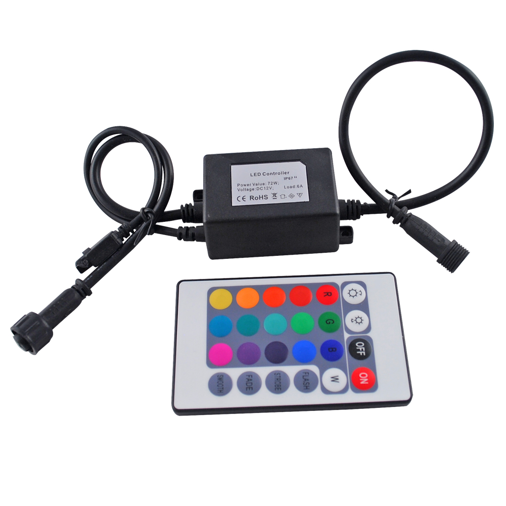 Infrared RGB Controller 72W IP67 Waterproof Mini LED Controller with IR Touth Remote Control For RGB LED Bulb Lights DC12V with 24 Keys
Infrared RGB Controller 72W IP67 Waterproof Mini LED Controller with IR Touth Remote Control For RGB LED Bulb Lights DC12V with 24 Keys