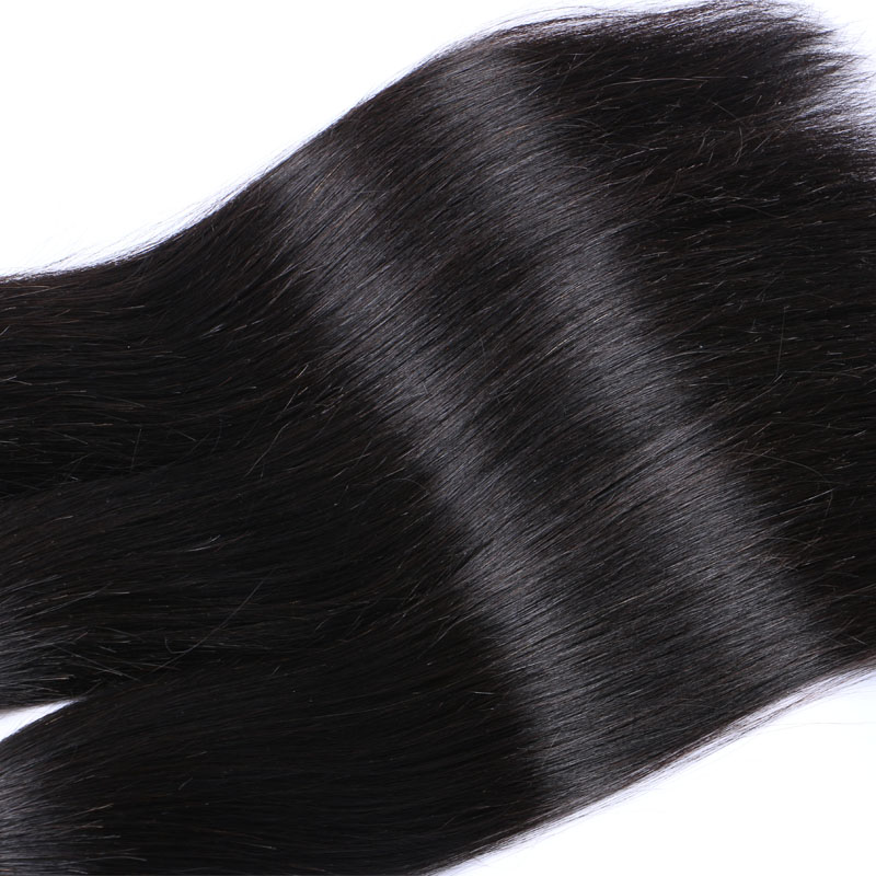Brazilian Straight Hair Bundles With Closure Human Hair Weaves Closure 3Bundles With Lace Closure 4x4 Free Part Natural Color 1B Color