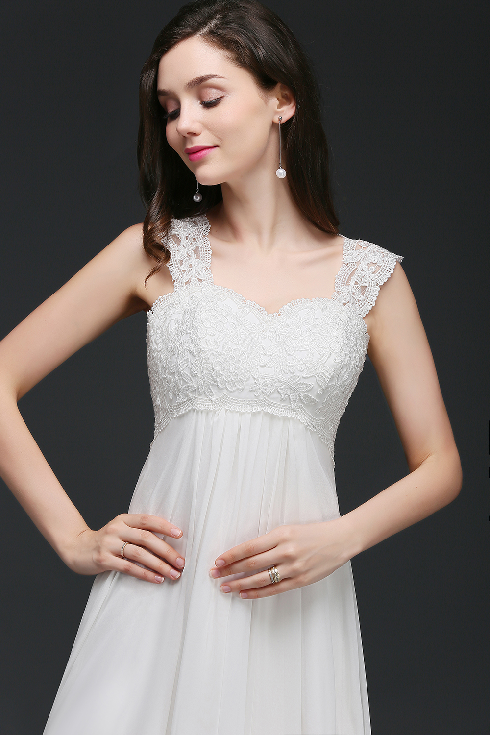 Empire Long Chiffon Party Lace Top Elegant A E Garden Dresses Summer Beach Wedding Gowns Robe Cps732 329 6660311
