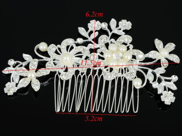 Fashion Bridal Wedding Tiaras Stunning Rhinestone Fine Comb Bridal Jewelry Accessories Crystal Pearl Hair Brush Free Shipping