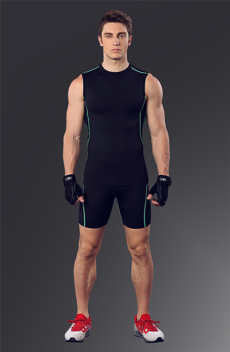 Wholesale-Hot new mens compression sport short fitness quick dry gym running elastic shorts bodybuilding tights mens training short homme