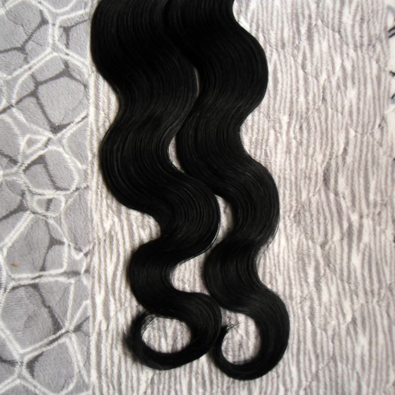 Color #1 Jet Black Brazilian Body Wave Hair Human Hair Tape Hair Extensions 40 pieces pu skin weft hair 100g tape hair extensions wavy