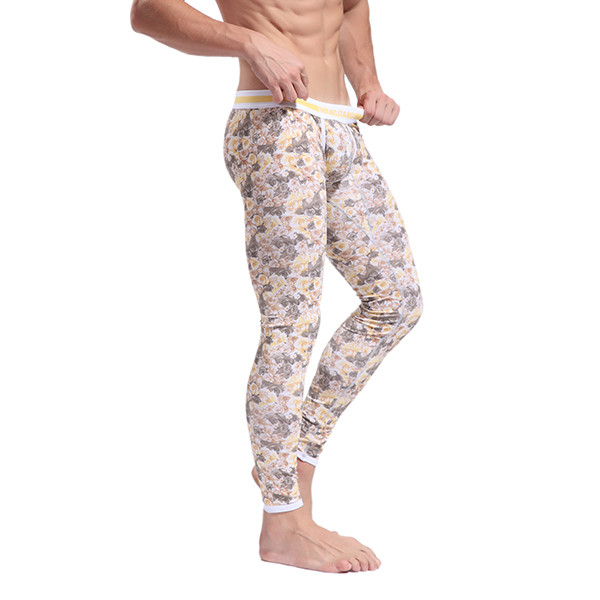 Wholesale-Men's Soft Long Johns Pants Thermal Pants Cotton Pattern Printed Underwear S-XL