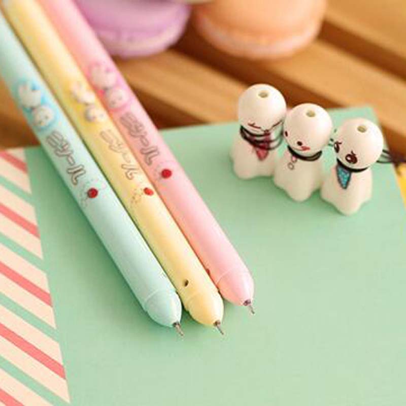 15 pcs/Lot Kawaii Sunny Day Doll Gel Pens Writing Pens Black Ink Pen Student Stationery Material Escolar