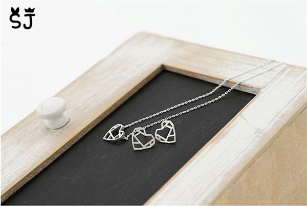 30PCS Tiny Line Open Heart Necklace Cute Heart with Map Necklace Hollow Out Heart Love Peace Symbol Sign Necklaces for Women