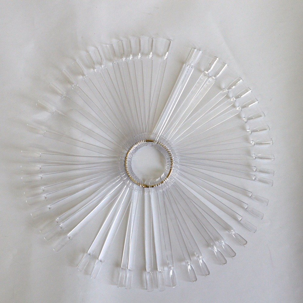50PCS Transparent/Natural Fan Board Display Nail Art Tips False Round Hoop Stick Practice for Polish Gel Showing Tools