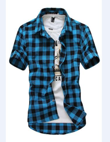 Wholesale-summer classic plaid men's short-sleeved shirts , casual cotton men's shirts ,freeshipping by China Post Air Mail,M-XXXL,
