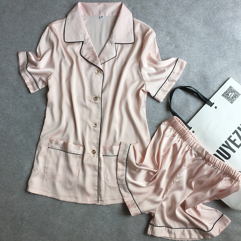 Wholesale-The 2016 explosion of female short sleeved shorts Silk Satin Pajamas Home Furnishing wear comfortable and breathable, Blue
Wholesale-The 2016 explosion of female short sleeved shorts Silk Satin Pajamas Home Furnishing wear comfortable and breathable, Blue