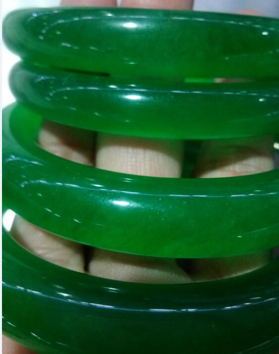5659mm IMPERIAL GREEN NATURAL JADE BANGLE JADEITE BRACELET CHARM JEWELRY B9