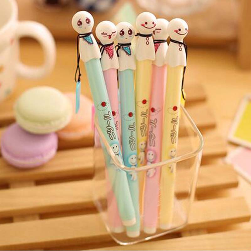15 pcs/Lot Kawaii Sunny Day Doll Gel Pens Writing Pens Black Ink Pen Student Stationery Material Escolar