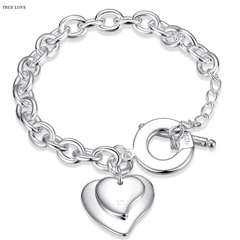Brand design 925 silver plated heart pendant charm bracelet fashion jewelry free shipping Valentine's Day gift for woman good quality, Golden;silver
Brand design 925 silver plated heart pendant charm bracelet fashion jewelry free shipping Valentine's Day gift for woman good quality, Golden;silver