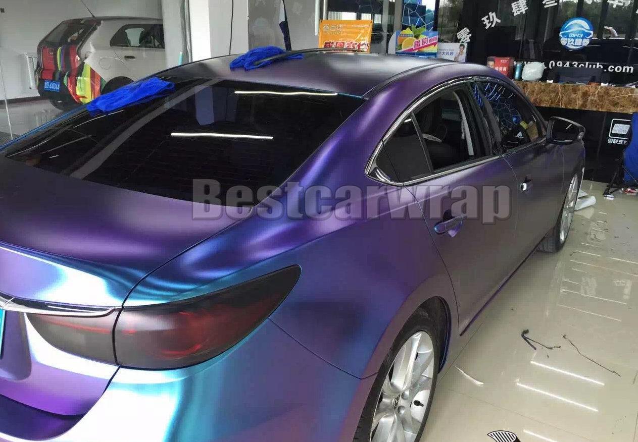 3D Blue to Purple Matte Chameleon metallic Vinyl Wrap With Air Bubble Free starlight Car Wrapping film FLIP FLOP 1.52x20m/Roll 4.98x66ft