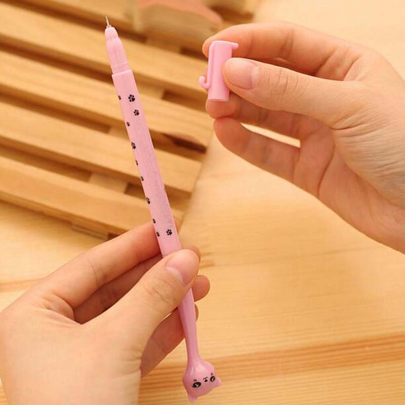 Sell Well 20pcs/lot Cartoon Cat Black Ink Pen Ball Point Pen Gel Pens School Office Supplies Fashion Cute Gift Decorations Pen Papelaria
