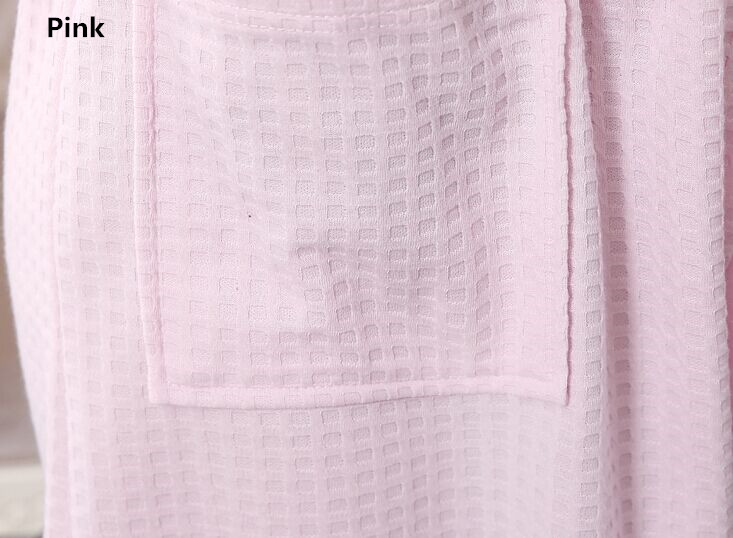 Wholesale-Kimono Bath Robe Sexy Unisex Mens Bathrobe Men Women Waffle Robes Three Quarter Sleeve Peignoir Homme V-Neck Badjas Sleep Lounge