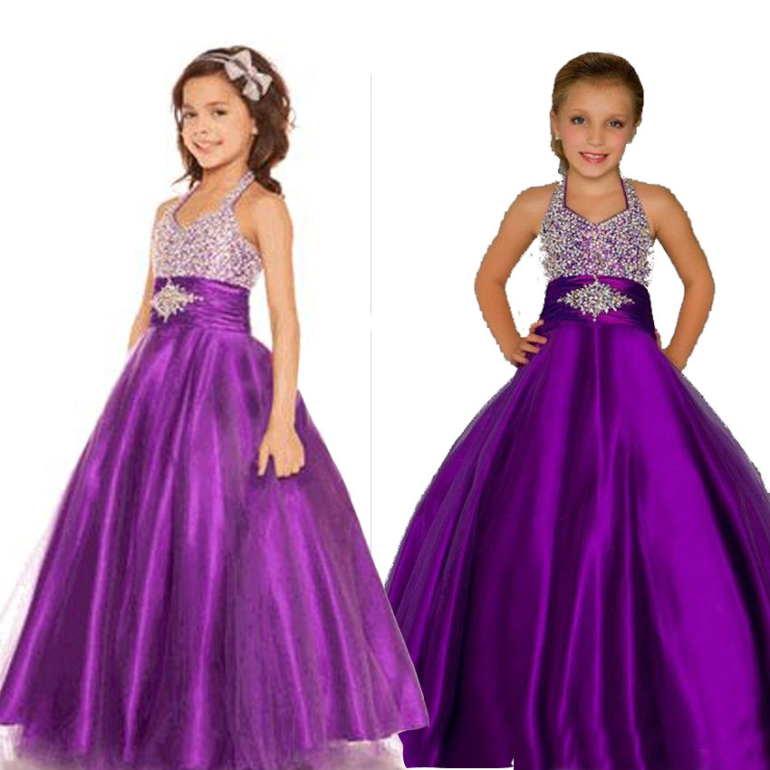 Purple Girls Pageant Dresses Halter Puffy Tulle Satin Little Girls Party Dresses Custom Made Pageant Dresses For Teens, Burgundy
Purple Girls Pageant Dresses Halter Puffy Tulle Satin Little Girls Party Dresses Custom Made Pageant Dresses For Teens, Burgundy