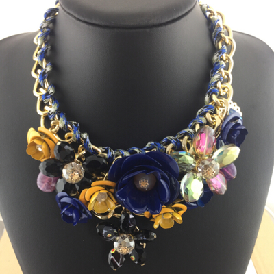 Beautiful Flowers Chocker Statement Necklace Big Flowers Pendant Vintage Bib Choker Necklace Fashion Grace Princess Wedding Women Jewelry