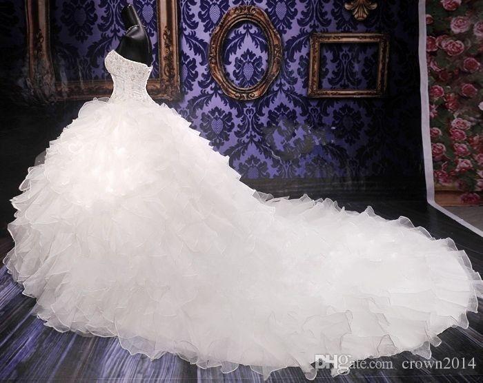 Vintage Wedding Dresses Ball Gown Beaded Sweetheart Corset Royal Princess Gowns Ruffled Organza Chapel Train Bridal Wedding Dress