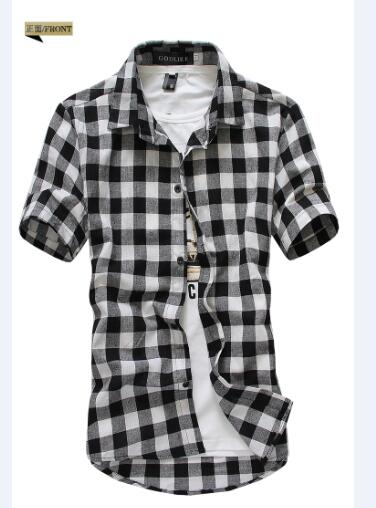 Wholesale-summer classic plaid men's short-sleeved shirts , casual cotton men's shirts ,freeshipping by China Post Air Mail,M-XXXL,