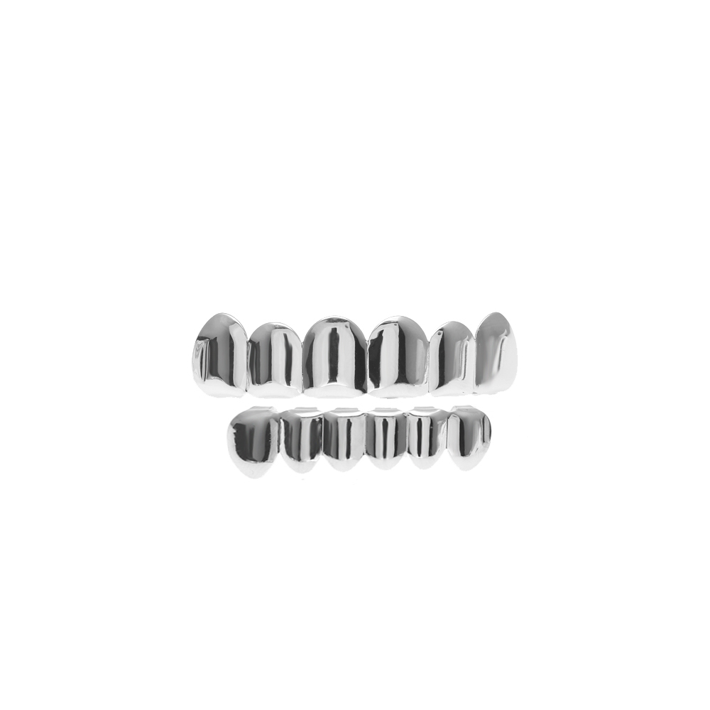 New Fit Gold Silver Plated Hip Hop Teeth Grillz Caps Top Bottom Grill Set for Men