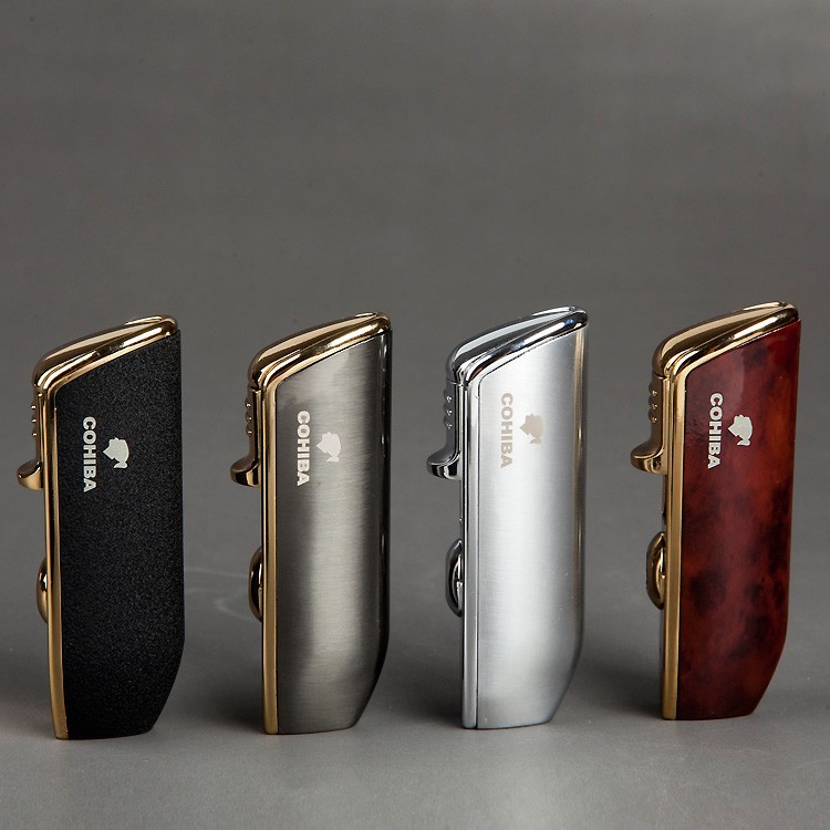 New Arrival Wholesale COHIBA Accessories Pocket Quality Metal Snake Mouth Shape Butane Gas Windproof 3 Torch Jet Flame Lighter W Punch
New Arrival Wholesale COHIBA Accessories Pocket Quality Metal Snake Mouth Shape Butane Gas Windproof 3 Torch Jet Flame Lighter W Punch