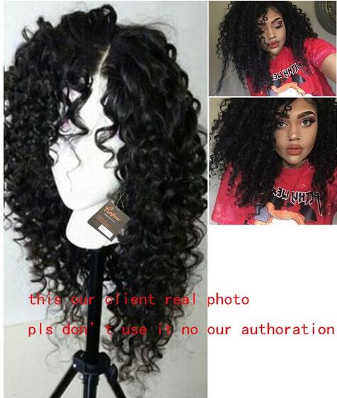 Long Deep Curly Heat Resistant Lace Front Synthetic Hair Wig For Women