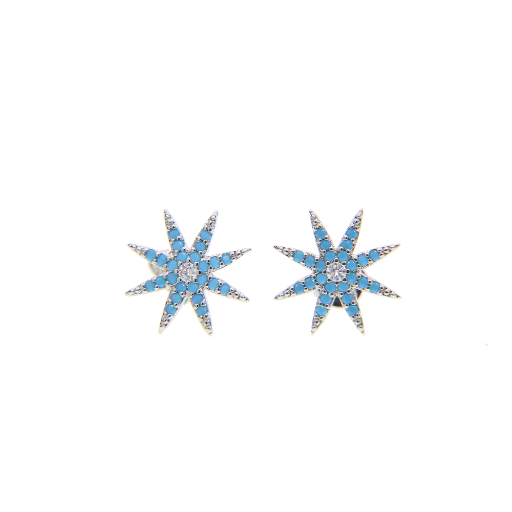new arrive fashion jewelry mciro pave turquoise star north star studs rose gold silver stud earring