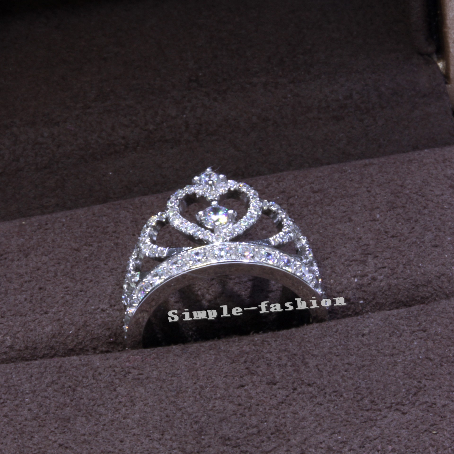 Sterg Sier Simulated Dia CZ Crown Ring: Jewelry Gift for Women (Size 5-11)